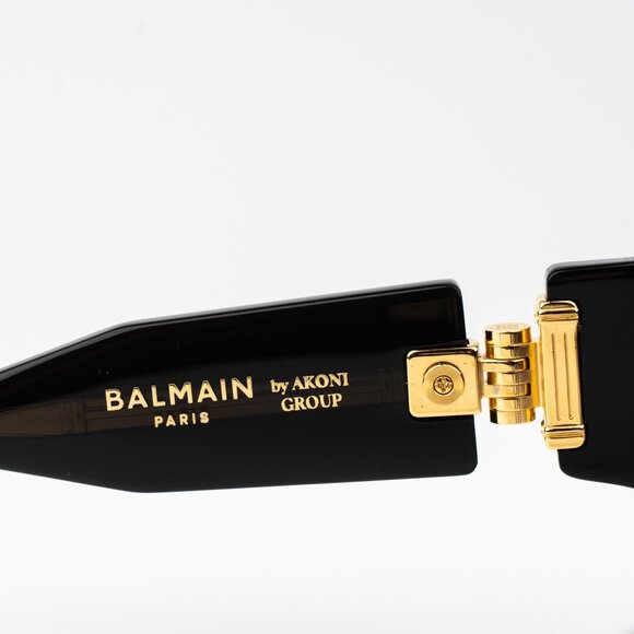 Balmain Women Sunglasses Titanium Black Gold Grey Gradient Wraparound B-ESCAPE - Picture 14 of 15